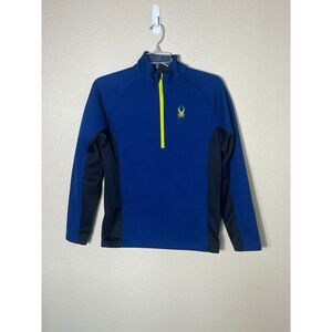 Mens Spyder Outbound 1/2 Zip Blue Stryke Two Toned Long Sleeve Logo Medium